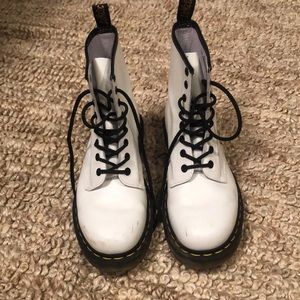 White Doc Martens Combat Boots